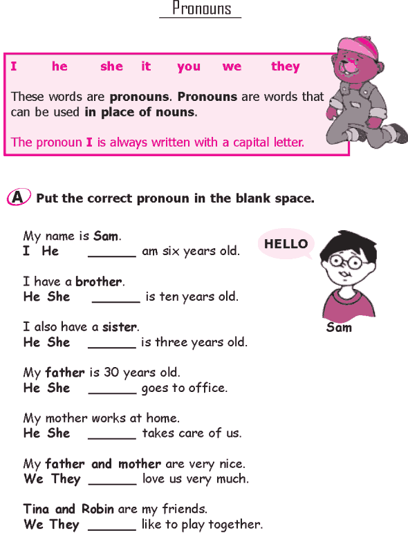 Grammar Grade 1 Grammar Lesson 11 Pronouns