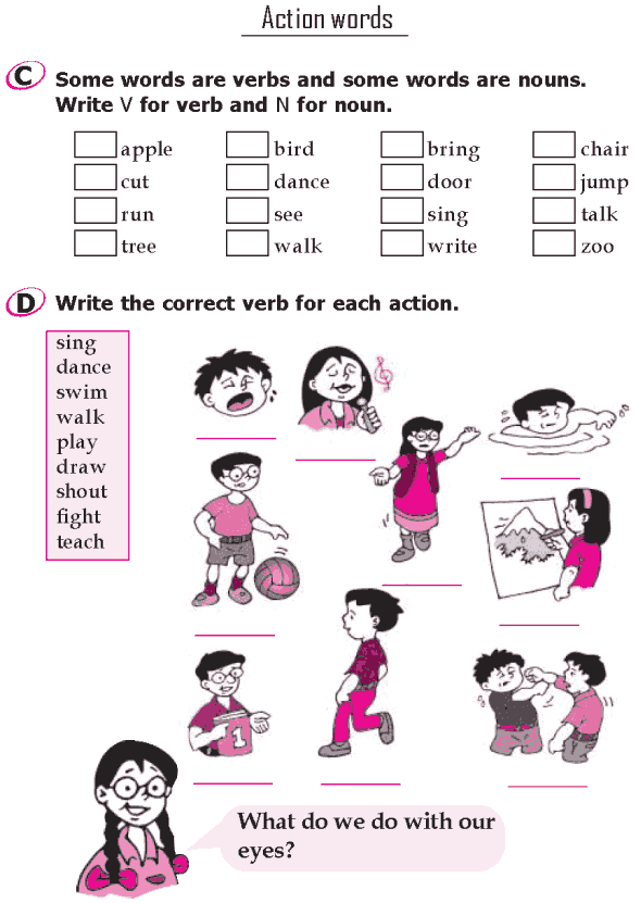 Grammar » Grade 1 Grammar Lesson 13 Verbs – Action words