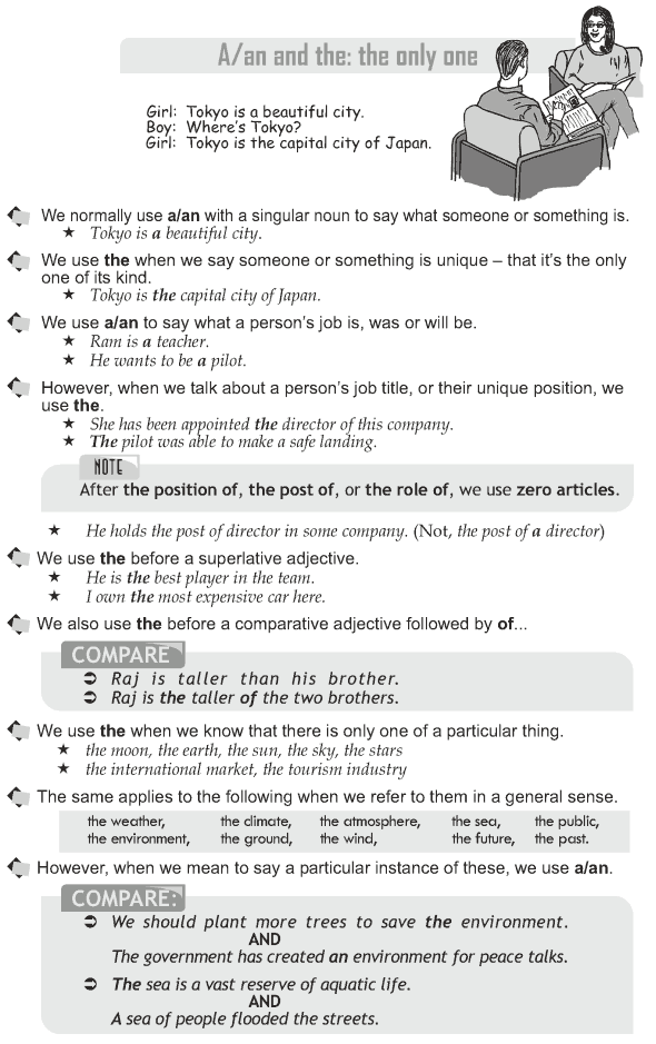 Grade 10 Grammar Lesson 27 A, an and the: the only one