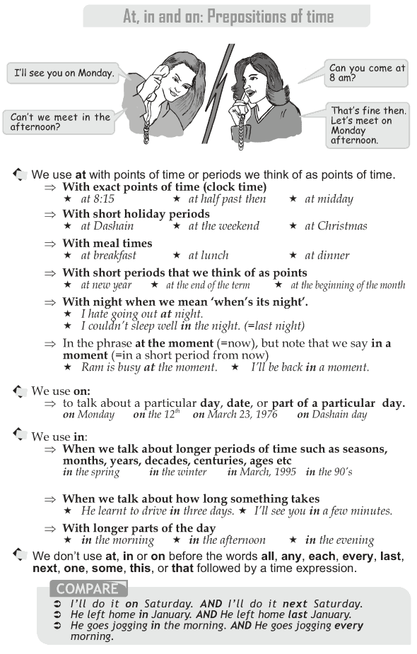 Grade 10 Grammar Lesson 39 At, in and on: Prepositions of time