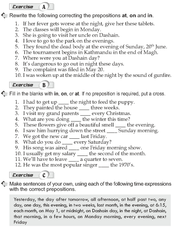 Grade 10 Grammar Lesson 39 At, in and on Prepositions of time (2)