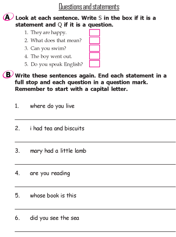 Grammar Grade 2 Grammar Lesson 19 Questions And Statements