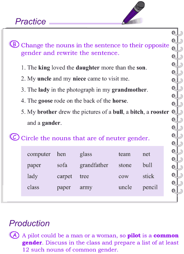 Gender Sentences Worksheets