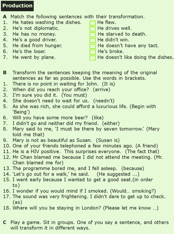 Grade 7 Grammar Lesson 13 Sentence transformation (4)