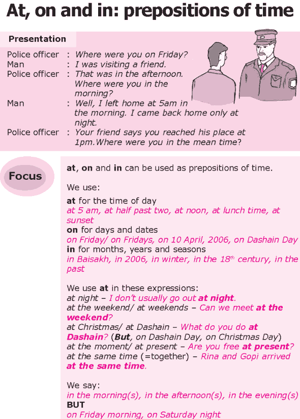 Grade 8 Grammar Lesson 27 At, on and in prepositions of time (0)