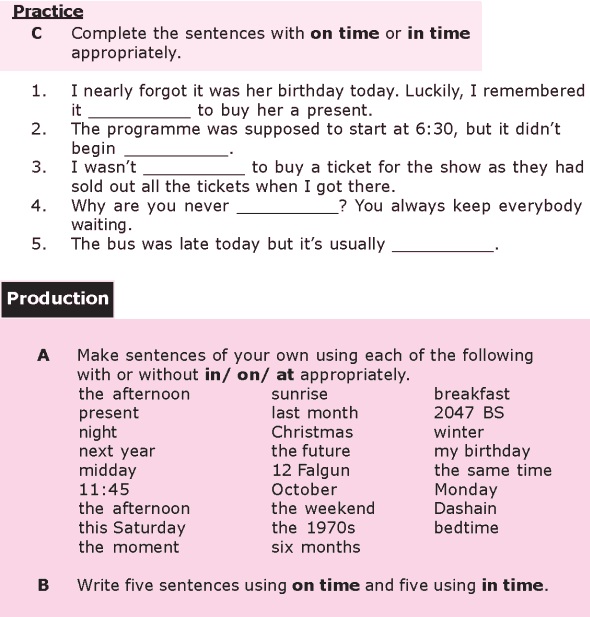 Grade 8 Grammar Lesson 27 At, on and in prepositions of time (3)
