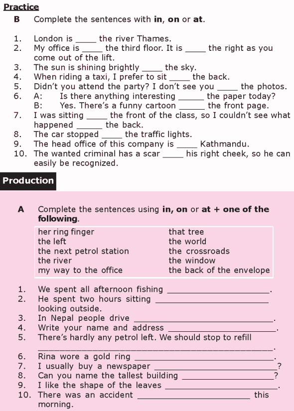Grade 8 Grammar Lesson 28 At, on and in prepositions of place (5)